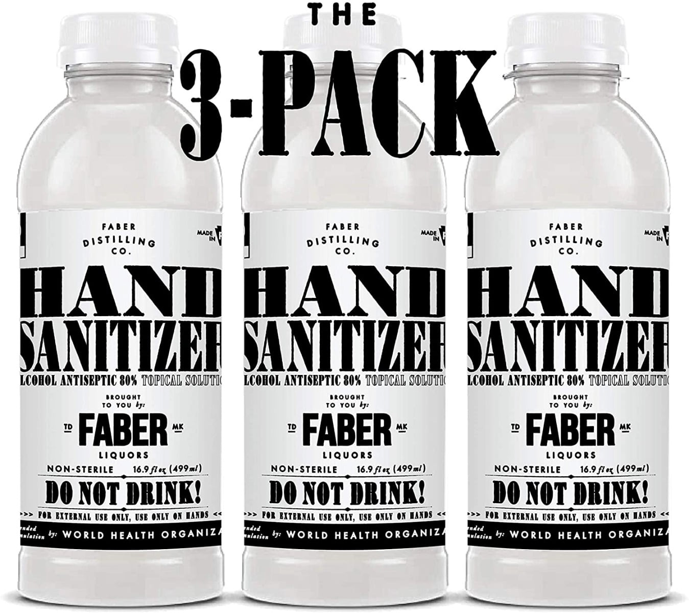 Faber Hand Sanitizer | 16.9 Oz Bottle | 80 Percent Isopropyl Alcohol Based Disinfecting Hand Cleanser, Unscented & Rinse Free Liquid Antiseptic Hand Sanitizer Refill, No Added Fragrance or Gels