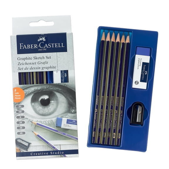 Faber-Castell Graphite Sketch Set - 6 Graphite Drawing Pencils and Art Supplies for Beginners