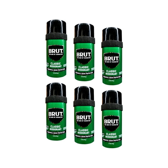Brut Classic Round Deodorant for Men, Powerful Odor Protection, Aluminum Free, 2.7 OZ - Pack of 6