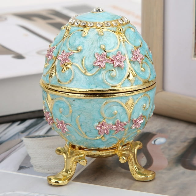 Faberge Egg, Decorative Hand-made Enameled Easter Egg Box, Metal For Women Home Ornaments Desktop Decor Gifts
