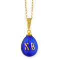 thumbnail image 1 of Faberge Style Blue Egg Pendant XB Christ is Risen Sterling Silver 925 1 Inch, 1 of 4