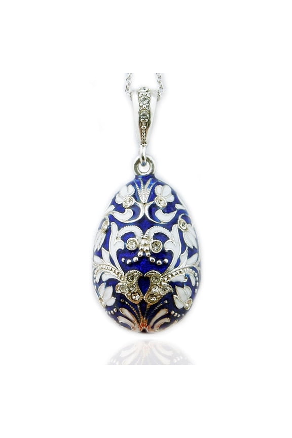 Faberge Style Egg Pendant Sterling Silver 925 Swarovsky NEW!