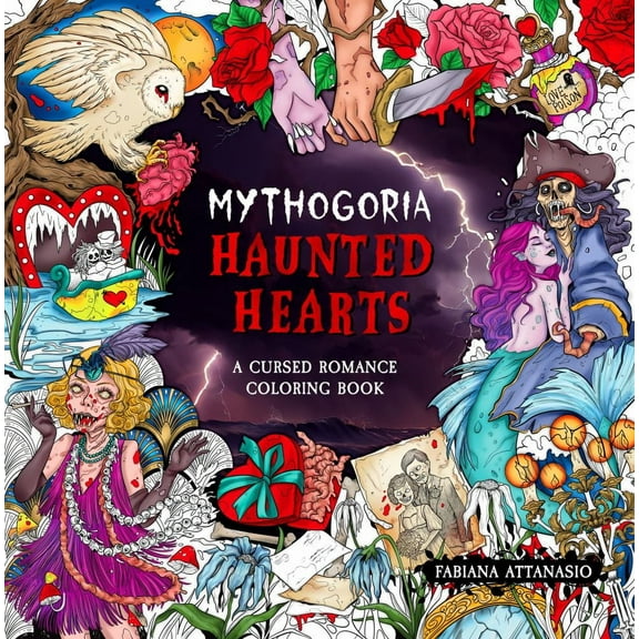 Mythogoria: Haunted Hearts: A Cursed Romance Coloring Book, 96 pages (Paperback)