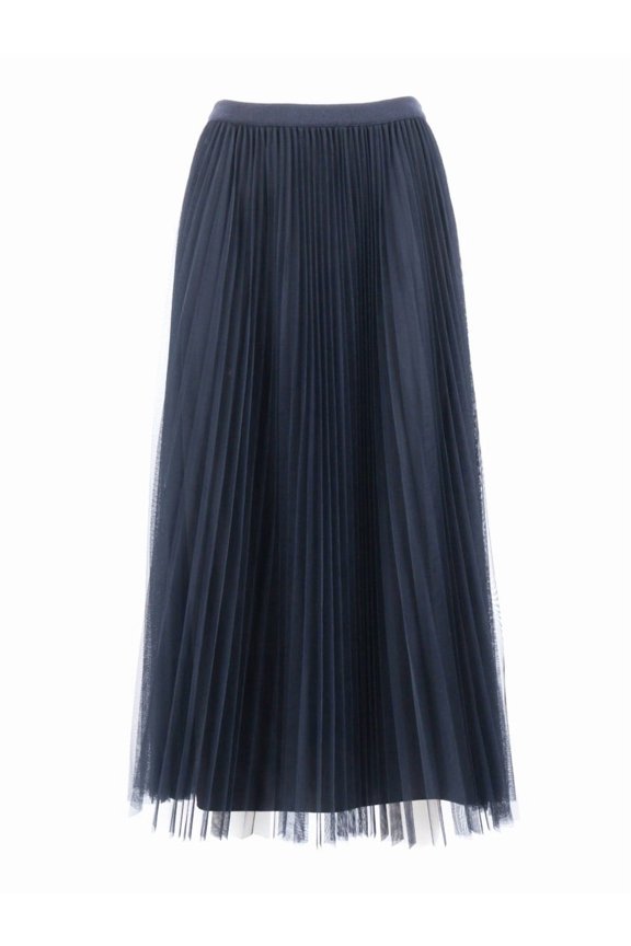 Night Blue Wide Pleated Tulle Skirt (Women's)