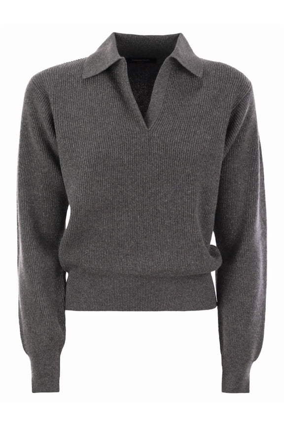 Ribbed Knit With Polo Neck (Women's)