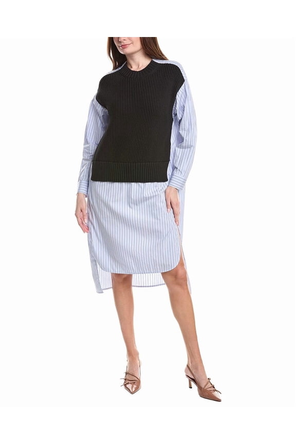 womens Cotton Hybrid Midi Shirtdress, 42, White