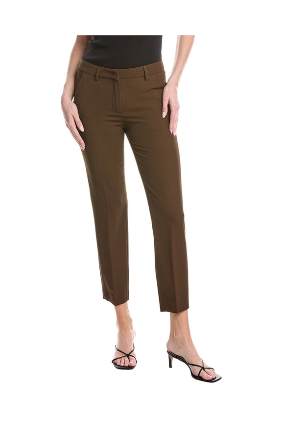 womens Fluid Wool Slim Fit Trouser, 40, Brown