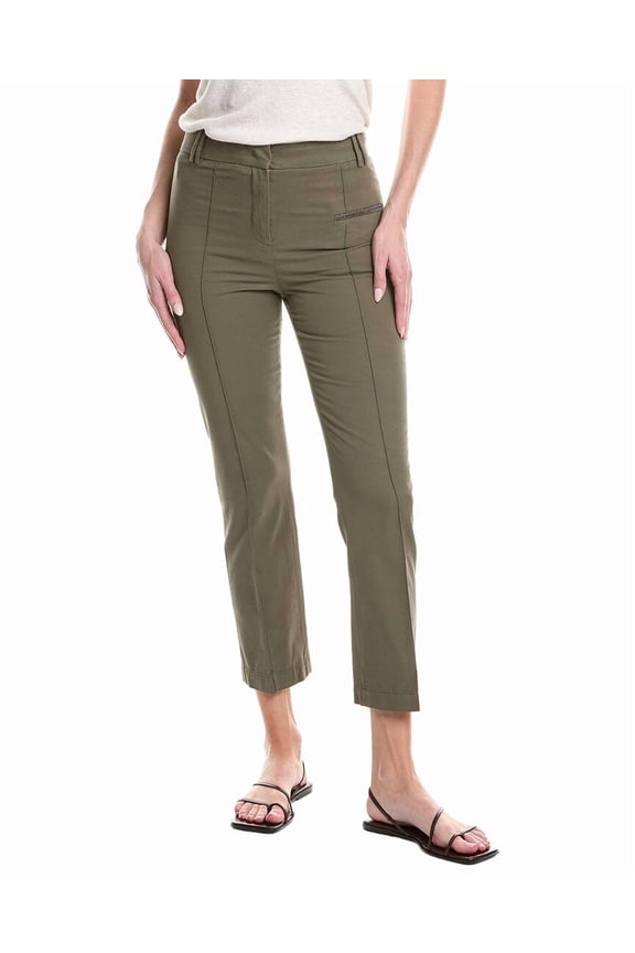 womens Garment-Dyed Skinny Trouser, 48, Brown