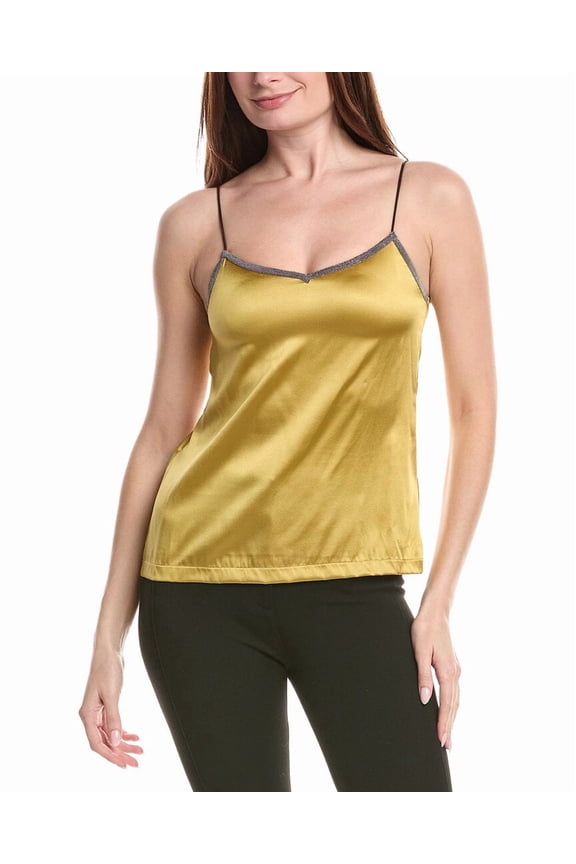 womens Leather Straps Silk-Blend Cami, 46, Red
