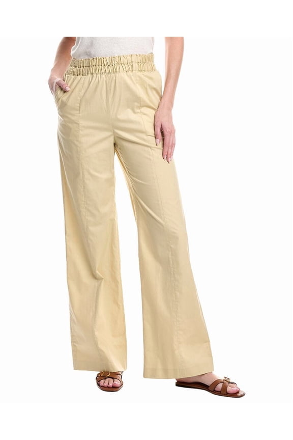 womens Solid Poplin Easy Pant, 40, White