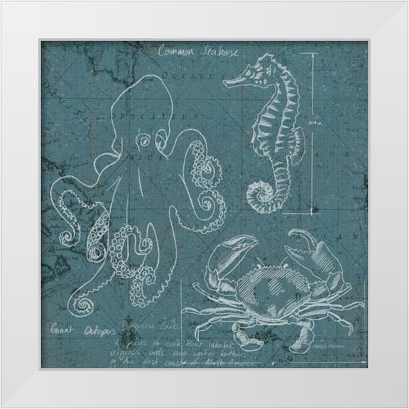 Fabiano, Marco 12x12 White Modern Wood Framed Museum Art Print Titled - Coastal Blueprint II