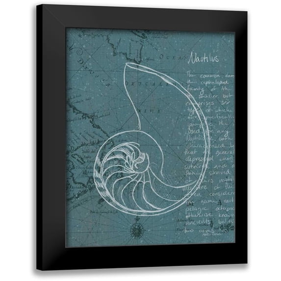 Fabiano, Marco 12x14 Black Modern Framed Museum Art Print Titled - Coastal Blueprint V Dark