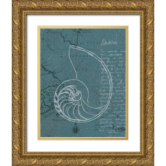 Fabiano, Marco 12x14 Gold Ornate Wood Framed with Double Matting Museum Art Print Titled - Coastal Blueprint V Dark