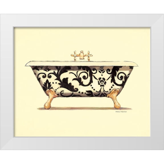 Fabiano, Marco 14x12 White Modern Wood Framed Museum Art Print Titled - SCROLL BATH