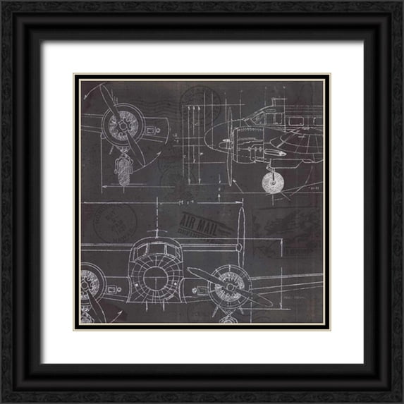 Fabiano, Marco 15x15 Black Ornate Wood Framed with Double Matting Museum Art Print Titled - Plane Blueprint III