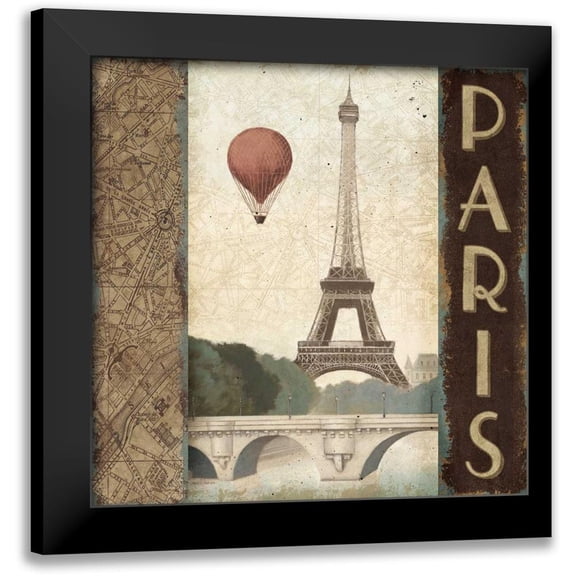 Fabiano, Marco 20x20 Black Modern Framed Museum Art Print Titled - City Skyline Paris Vintage Square