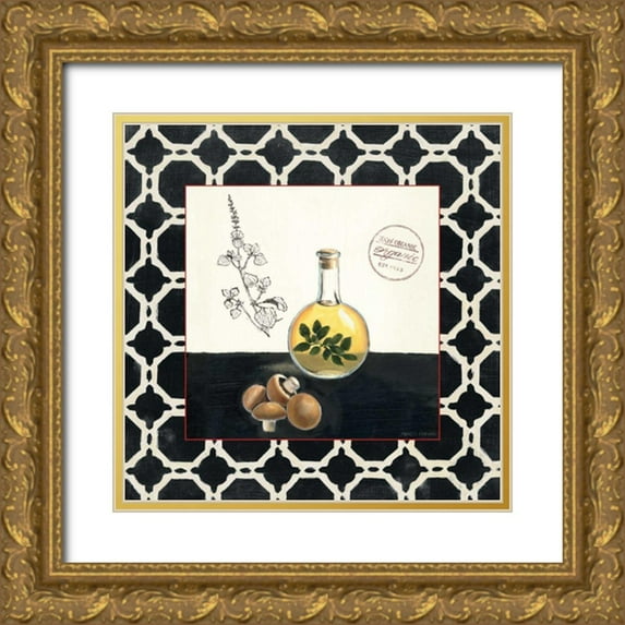 Fabiano, Marco 26x26 Gold Ornate Wood Framed with Double Matting Museum Art Print Titled - Oregano and Mushrooms