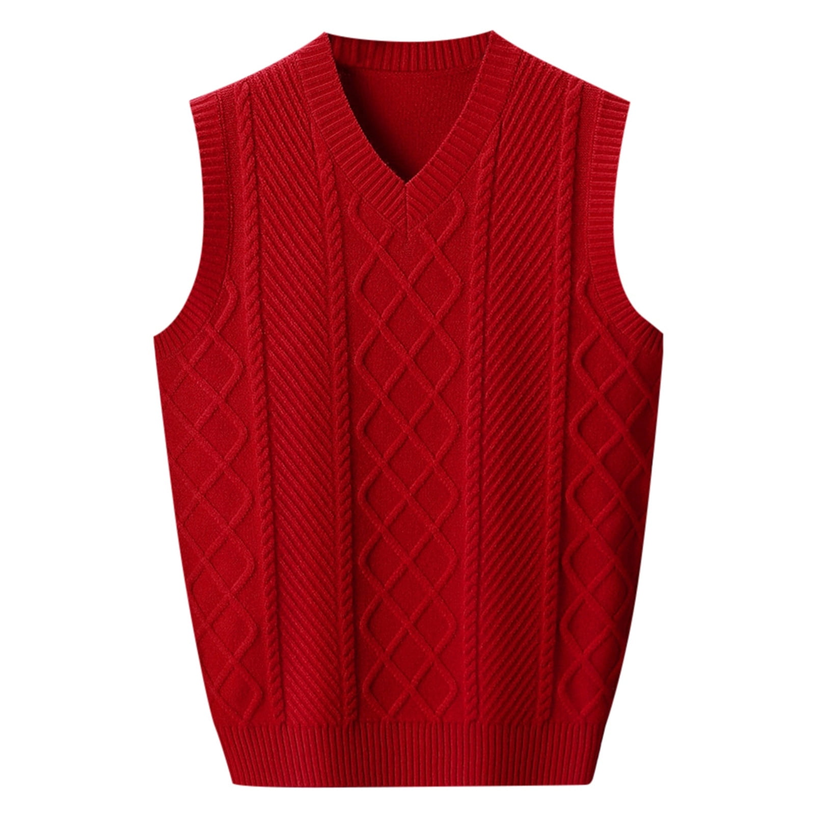 Fabiurt Men's Blended Relaxed Fit Sweater Vests Knit VNeck Sleeveless