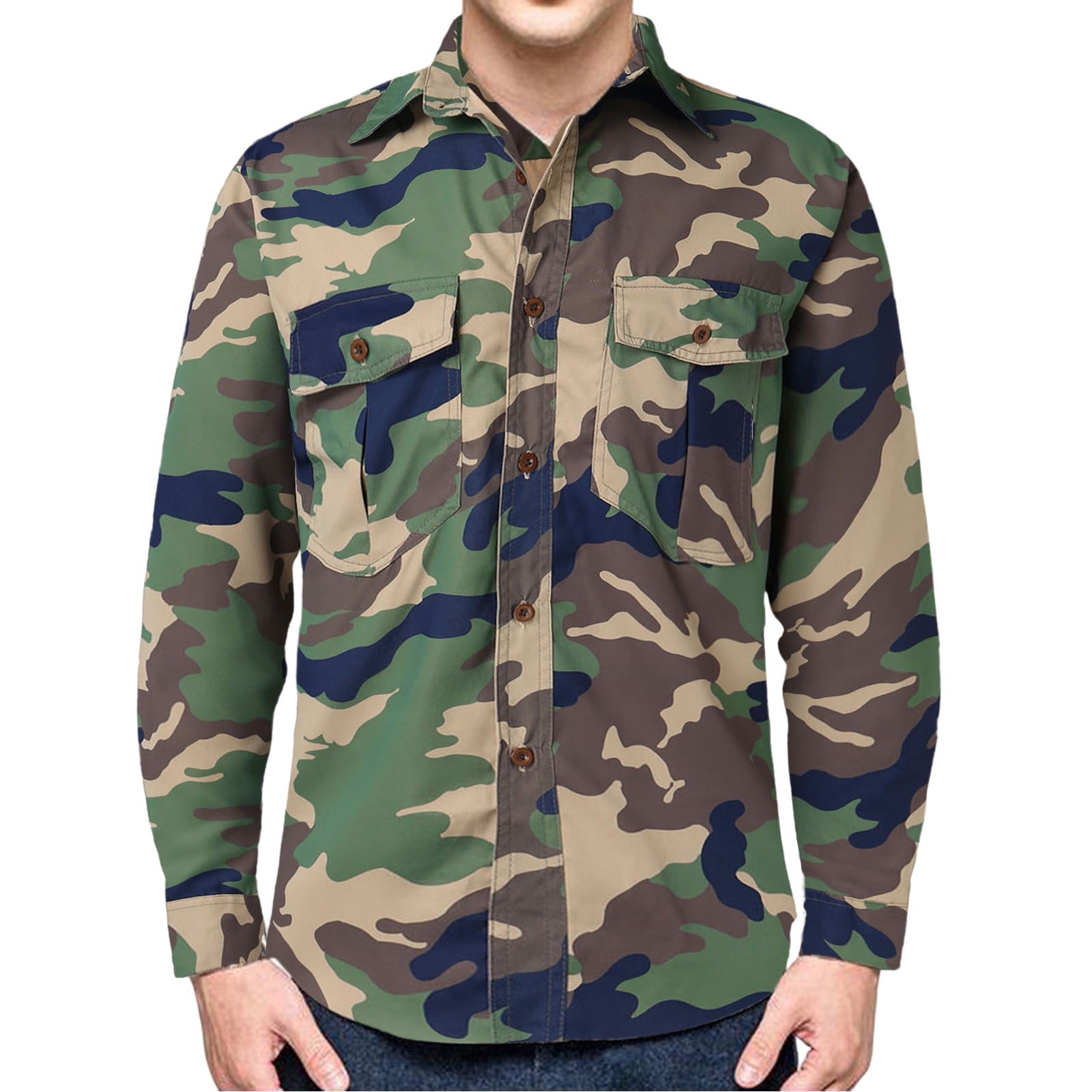Fabiurt Mens Casual Loose Trend Double Pocket Washed Camouflage Cargo ...