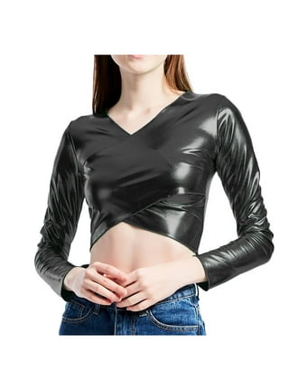 Alvivi Womens Patent Leather Bra Tops Camisole Wide Shoulder Straps Bralette  S-4XL 