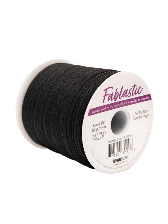 Flat Stretch Cord - Black, 5 mm W x 100 yds L