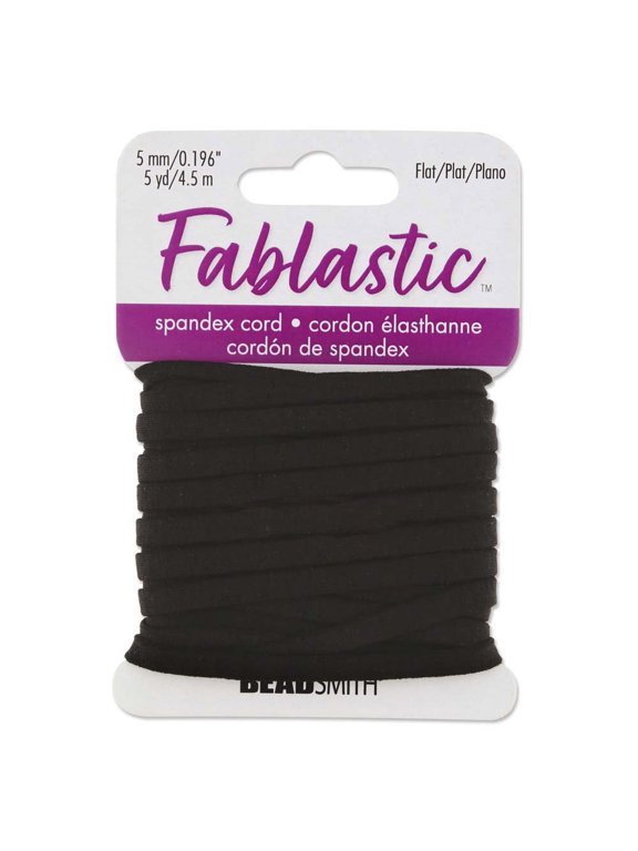 Stretch Cord for Mask Making, Flat 5mm (0.196 Inch) Thick, 5 Yards, Black