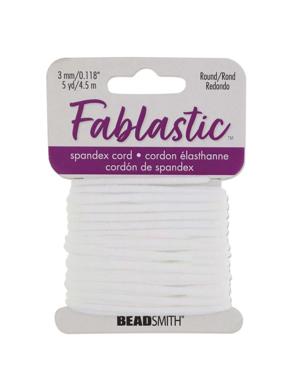 Stretch Cord for Mask Making, Round 3mm (0.118 Inch) Thick, 5 Yards, White