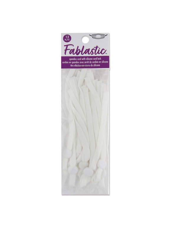 Stretch Cord with Cord Lock for Mask Making, Flat 10mm (0.39 Inch) Thick, 12 Pieces, White