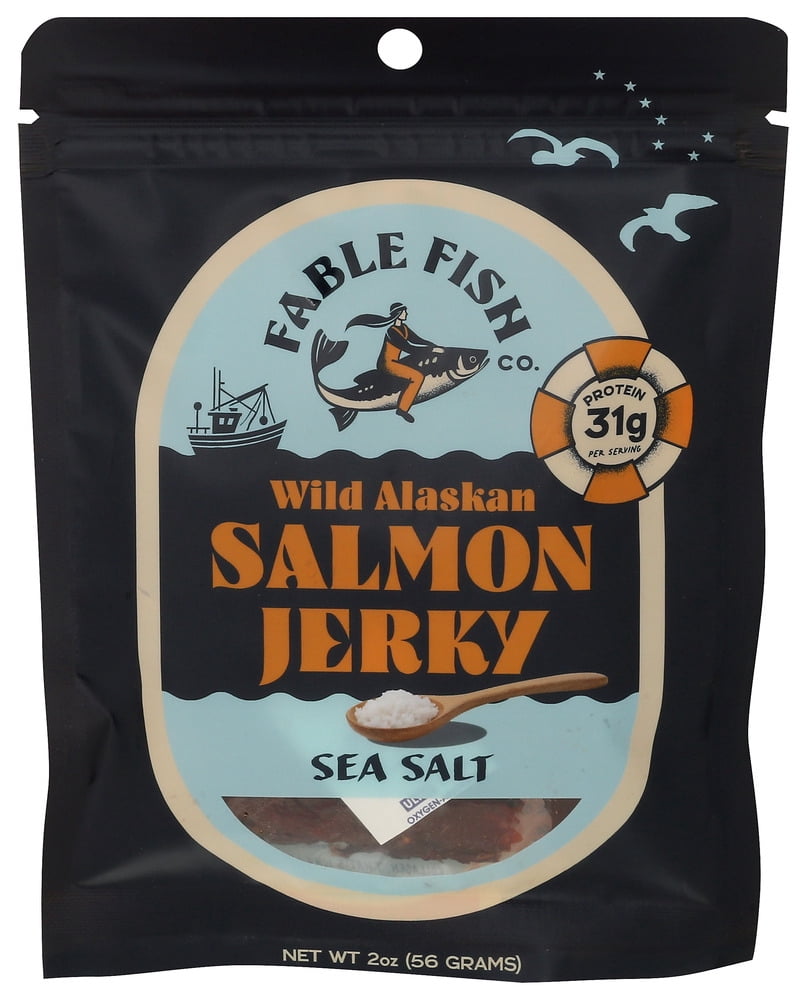 Fable Fish Co Sea Salt Salmon Jerky 2 oz (Pack of 8)