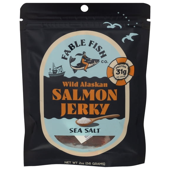 Fable Fish Co Sea Salt Salmon Jerky 2 oz (Pack of 8)