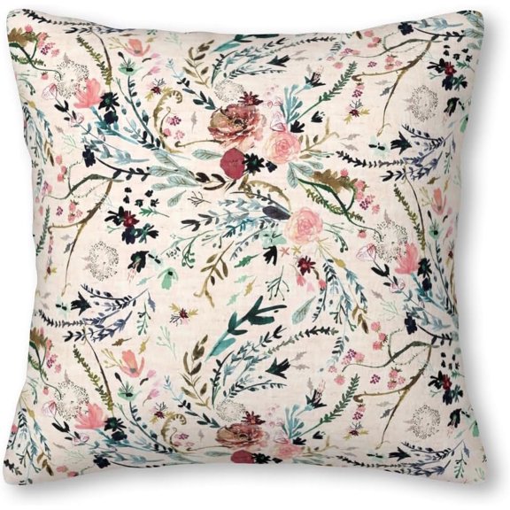 Fable Floral Velvet Throw Pillow Covers Sofa Pillowcase Car Square Throw Pillowcases Home Decoration 18x18Inch, White 12 (LTT6666)