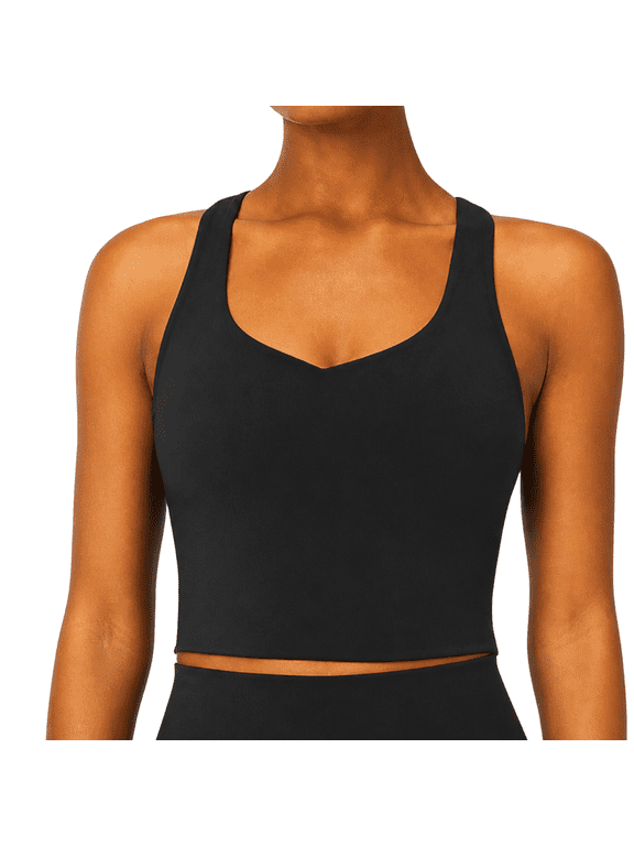 Anywhere Cropped Tank Built-In Bra Tank, Black, XL