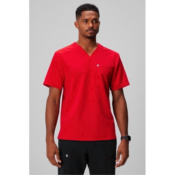 Fabletics Men's Helix Scrub Top, 1-Pocket - MotionTech Fabric, Wrinkle-Resist, Chest Pocket, Regular Fit, Short Sleeve (Sizes Vary)