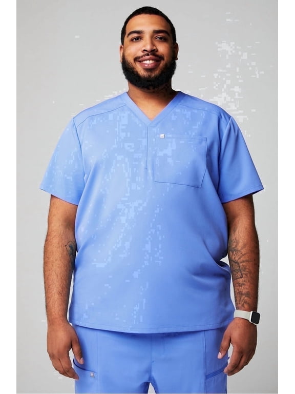 Men's Helix Scrub Top, 1-Pocket - MotionTech Fabric, Wrinkle-Resist, Chest Pocket, Regular Fit, Short Sleeve (Sizes Vary)