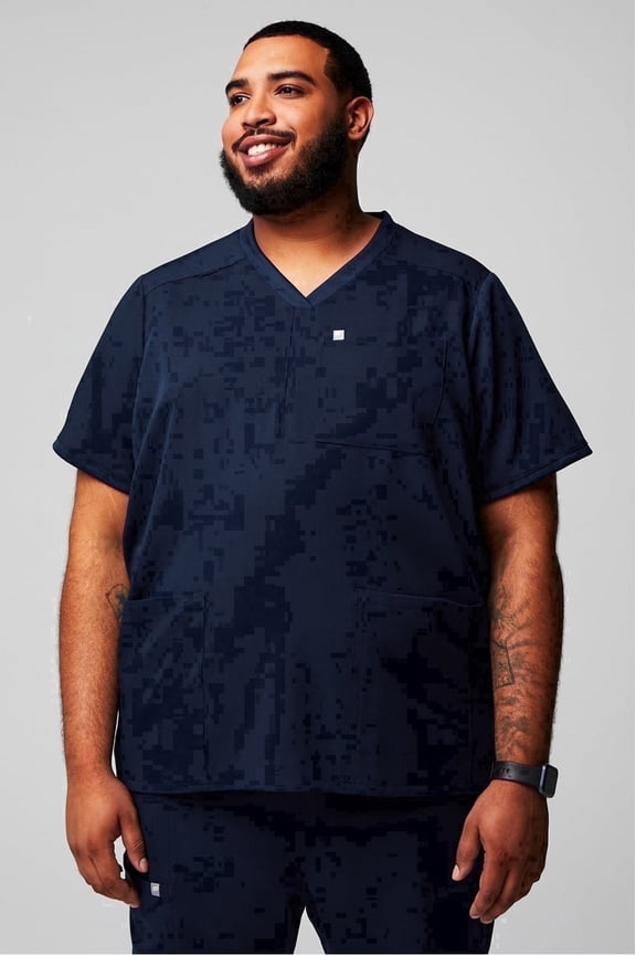 Men's Max Scrub Top - MotionTech Fabric, 4-Way Stretch, Wrinkle-Resist, Anti-Shrink, Breathable, Short Sleeve (Sizes Vary)