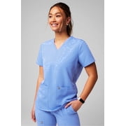 Fabletics Women's Method Scrub Top, 2-Pocket V-Neck - MotionTech Fabric, 4-Way Stretch, Wrinkle-Resist, Anti-Shrink, Semi-Slim Fit Sizes Vary