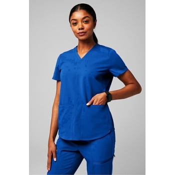 Fabletics Women's Method Scrub Top, 2-Pocket V-Neck - MotionTech Fabric, 4-Way Stretch, Wrinkle-Resist, Anti-Shrink, Semi-Slim Fit (Sizes Vary)