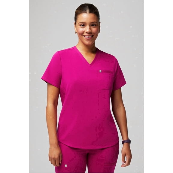 Fabletics Women's Vital Scrub Top, 1-Pocket V-Neck - MotionTech Fabric, 4-Way Stretch, Wrinkle-Resist, Anti-Shrink, Chest Pocket, Semi-Slim Fit (Sizes Vary)