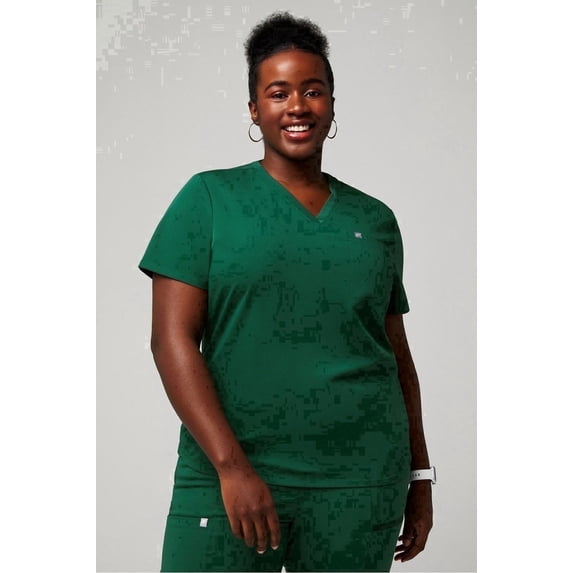 Fabletics Women's Vital Scrub Top, 1-Pocket V-Neck - MotionTech Fabric, 4-Way Stretch, Wrinkle-Resist, Anti-Shrink, Chest Pocket, Semi-Slim Fit (Sizes Vary)