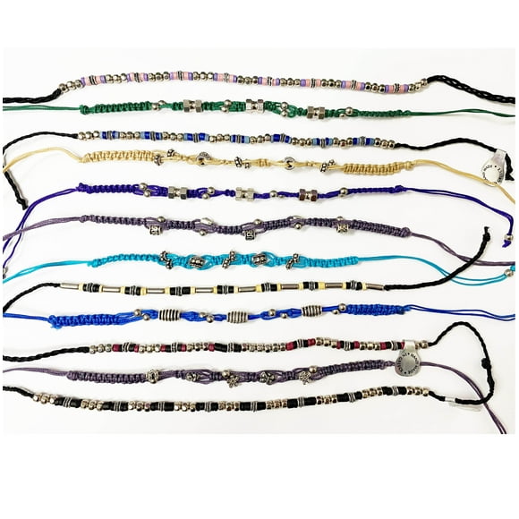 Fablinks 12 VSCO Girl Ankle Bracelets - Random Assorted, Friendship Bracelets for Teen Girls and Women, Handmade Braided VISCO Anklets/Bracelets