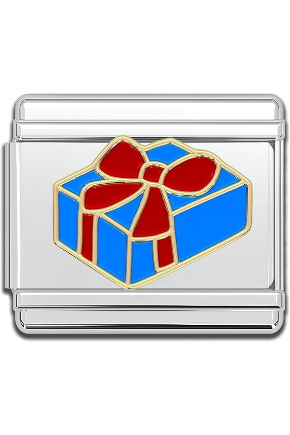 Christmas Italian Charm Links (One Size, Blue Gift Box)
