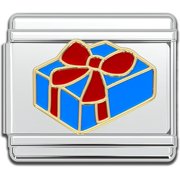 Fablinks Christmas Italian Charm Links One Size, Blue Gift Box