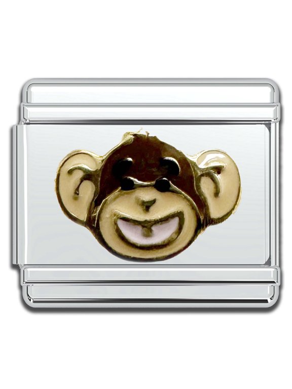 Italian Bracelet Charms, 9mm Stainless Steel Charm Link for Women, Modular Jewelry Links for Men (Monkey 2)