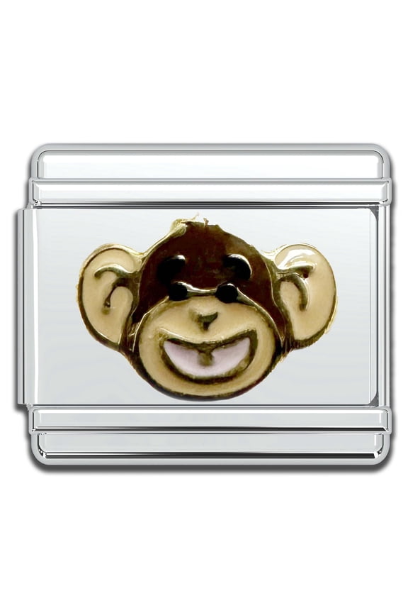 Italian Bracelet Charms, 9mm Stainless Steel Charm Link for Women, Modular Jewelry Links for Men (Monkey 2)