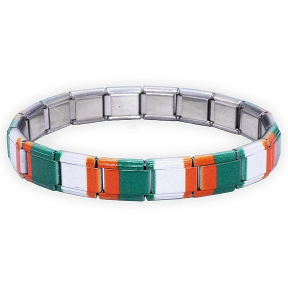 Fablinks Italian Charm Bracelet, 9mm 304 Stainless Steel Charms Link Bracelets for Women, Expandable Stretch Modular Flag Nationality Jewelry for Men