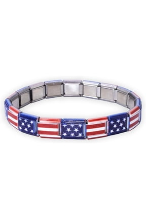 Italian Charm Bracelet, 9mm 304 Stainless Steel Charms Link Bracelets for Women, Expandable Stretch Modular Flag Nationality Jewelry for Men