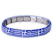 Fablinks Italian Charm Bracelet, 9mm 304 Stainless Steel Charms Link Bracelets for Women, Expandable Stretch Modular Flag Nationality Jewelry for Men