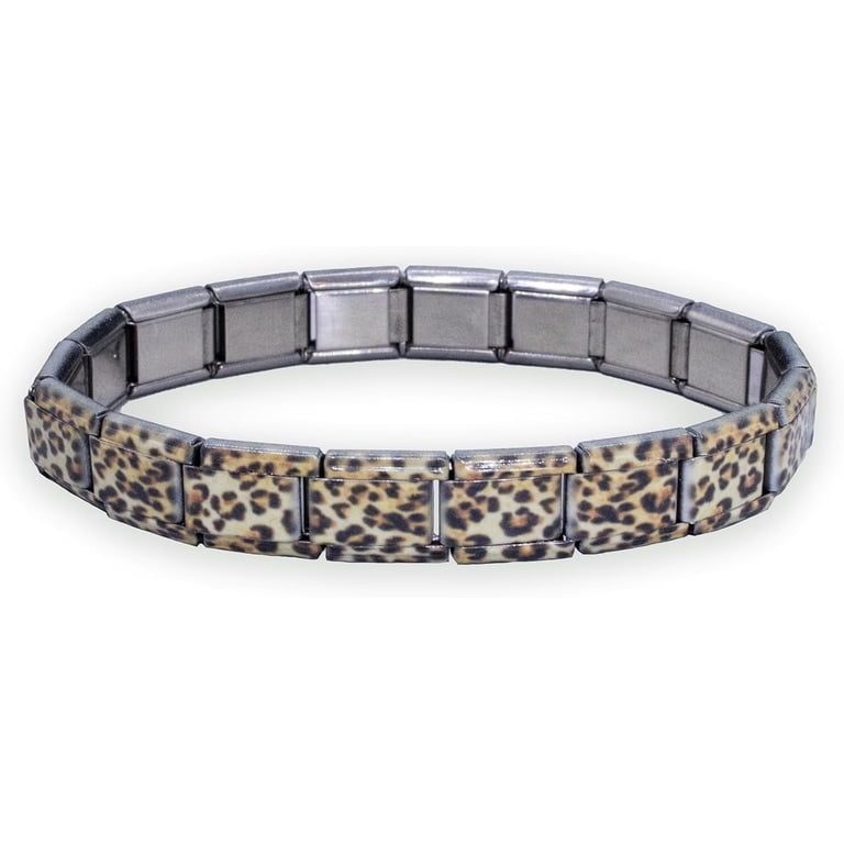 20471120 leopard wristband ヒョウ柄 ブレスレット Fablinks Italian Charm Bracelet, Animal Print Bracelets with 9mm