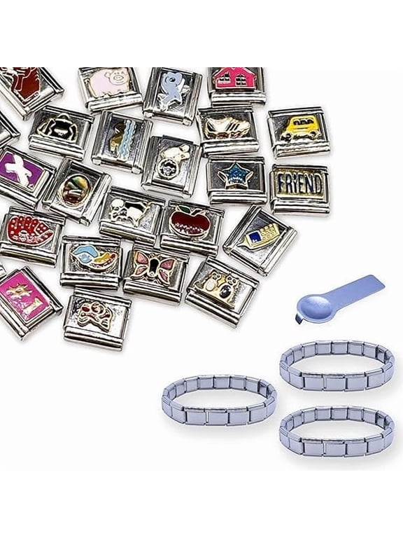 28 Piece Italian Link Charm Bracelet Set