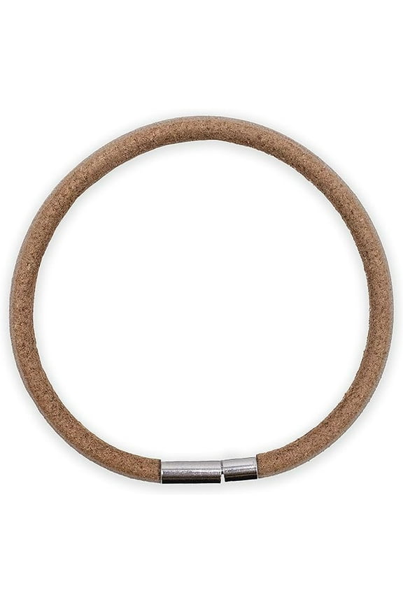 Leather Bracelet for Men with Silver Connector Clasp (Natural)